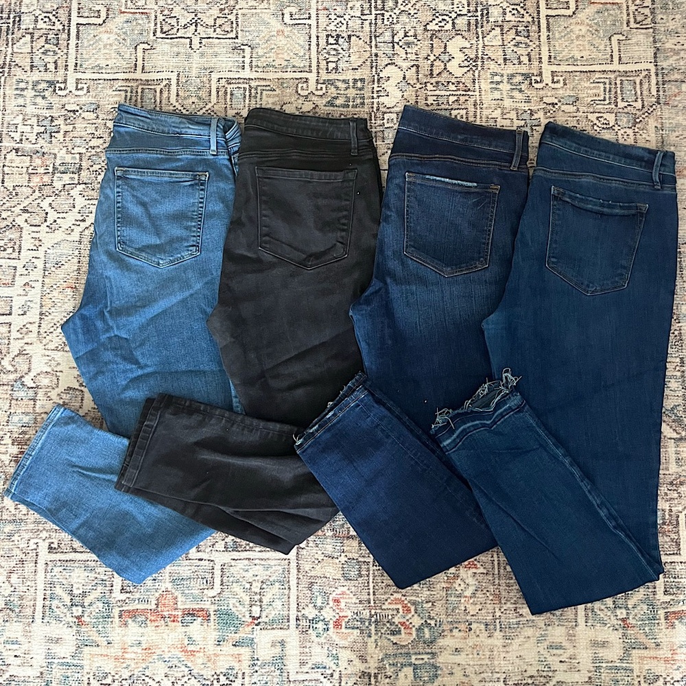 Women’s Loft jeans bundle, 4 pairs. Size 31/12. Modern skinny and curvy skinny.